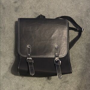 Black Leather Men's Backpack